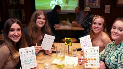 Group of friends playing bingo