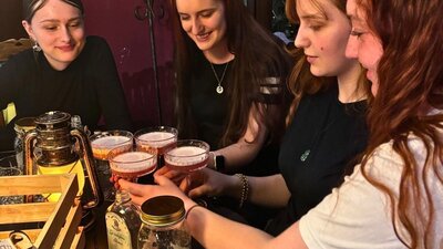 Witches brewing cocktails