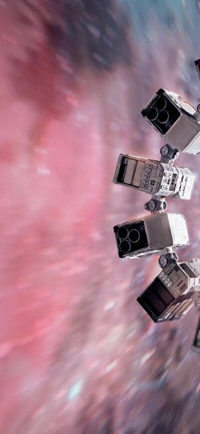 Spaceship speeding through a multicoloured universe
