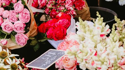 Bunches of flowers at Haig Park Village Markets