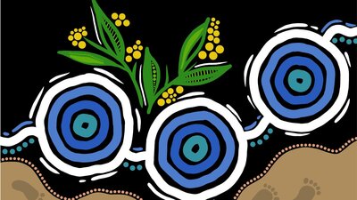 Artwork: Wilay Designs, Moving through Country (detail) Artwork: Wilay Designs, Moving through Country (detail)