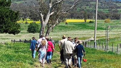 A group on the Maring Ngala walk at Lanyon Homestead