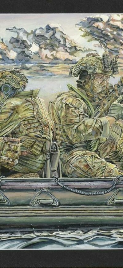 Zulu by Daniel Kirkham 4 soldiers in rigid inflatable boat