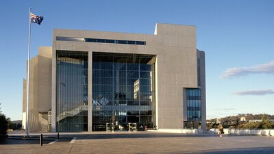 High Court of Australia Coloured photograph of the High Court of Australia building