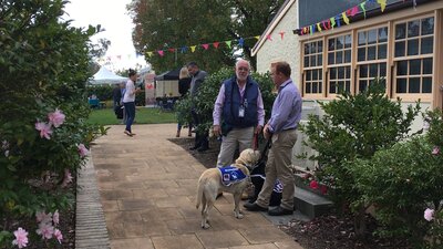 Men with companion dogs at Gungahlin Homestead Two Men with companion dogs
