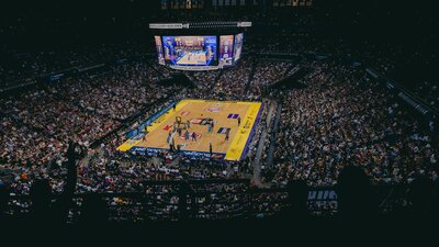 Photo of a  huge crowd at Sydney Kings game at Qudos Bank Arena