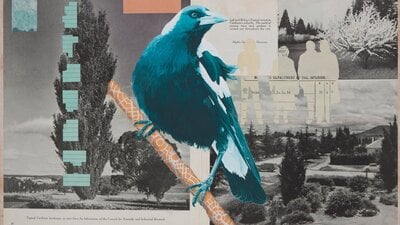 Magpie collage "Spring time" by Liz Faul