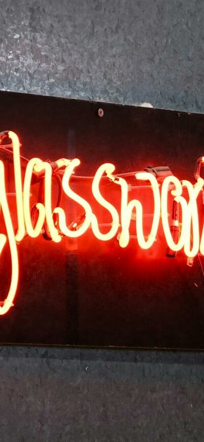 Glassworks neon sign at Canberra Glassworks Neon bending