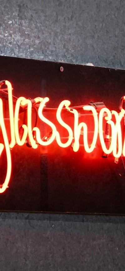 Glassworks neon sign at Canberra Glassworks Neon bending