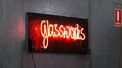 Glassworks neon sign at Canberra Glassworks Neon bending