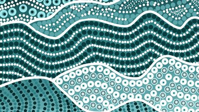 Tides by Leilani Dewis A digital dot painting in shades of teal.
