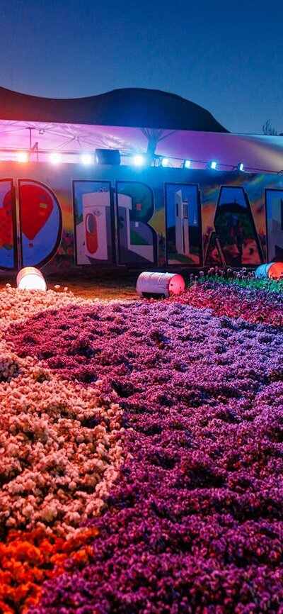 Iconic Floriade sign illuminated at NightFest
