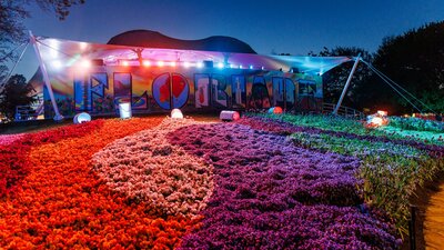 Iconic Floriade sign illuminated at NightFest