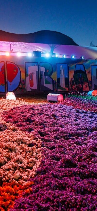 Iconic Floriade sign illuminated at NightFest