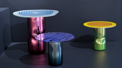 Silvered glass tables
