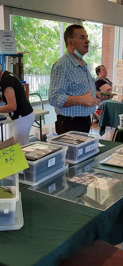 Stamp Market Day at Kingston Baptist Hall. a rang eof dealers & traders are presentll