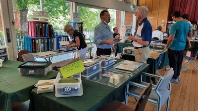 Stamp Market Day at Kingston Baptist Hall. a rang eof dealers & traders are presentll