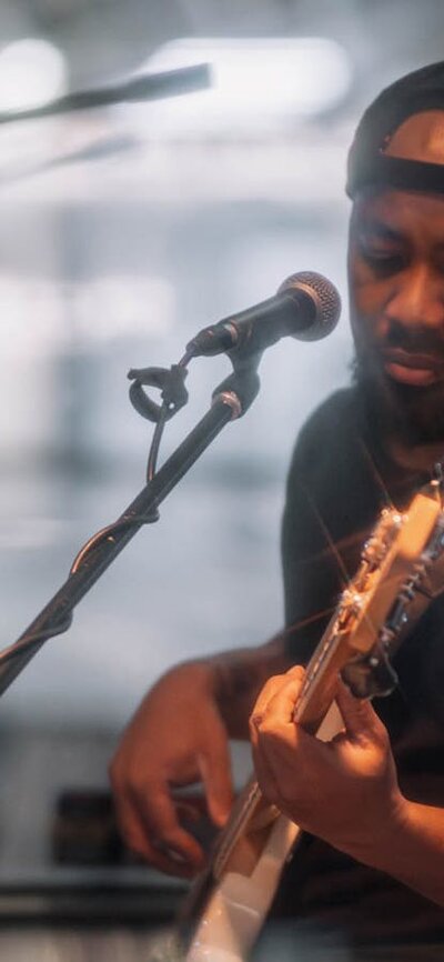 Musician playing bass