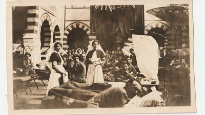 Photograph of Sister Smith and colleagues Australian Army Nursing Corps WWI - Egyptian hospital ward