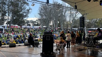 People performing music on a stage