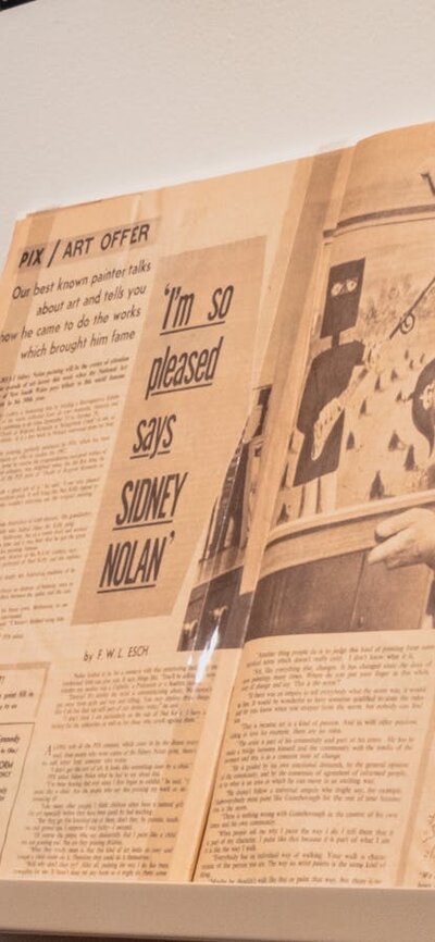 A close-up of a magazine in Public Impressions on Sidney Nolan
