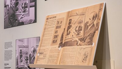 A close-up of a magazine in Public Impressions on Sidney Nolan