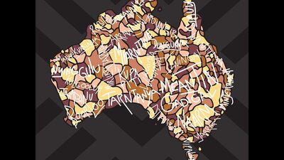 Artwork by Jennifer Herd - a Map of Australia with Aboriginal place names
