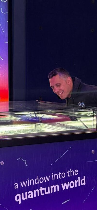 A man looking into a Cloud Chamber