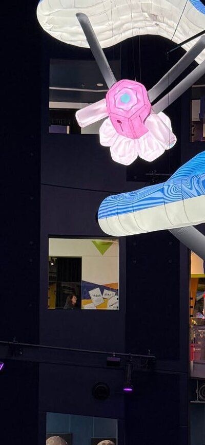 Three inflatable sculptures that represent quantum technology