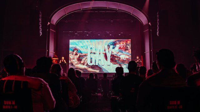 Queer Powerpoint at Brisbane, Photo Darcy Ross Media Queer powerpoint live