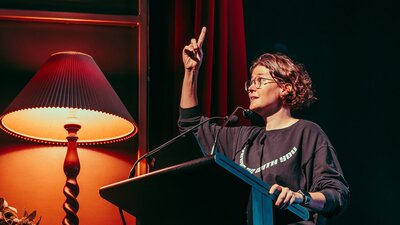 Queer PowerPoint performance at the Art Gallery of NSW