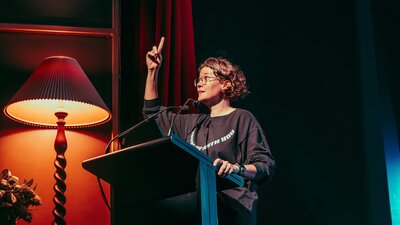 Queer Powerpoint performance at Brisbane