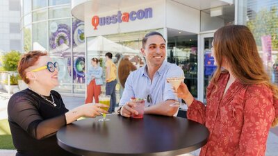 A group of friends enjoying a drink outside Questacon