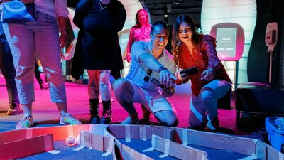 Two friends at Questacon's adults only event