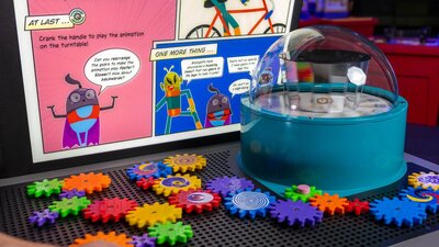 Questacon Presents: ZAP! CLANK! POW! Gears exhibit in Questacon Presents: ZAP! CLANK! POW!