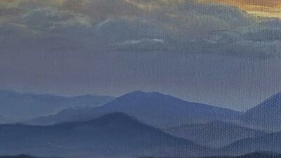 Detail of mountain landscape by Penny Deacon.