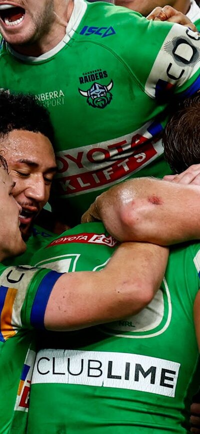 Canberra Raiders team celebration.