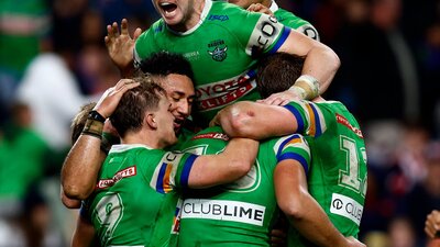 Canberra Raiders team celebration.