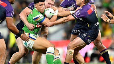 Canberra Raiders player Savelio Tamale v Melbourne Storm
