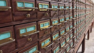 Brown filing cabinets at the National Library of Australia