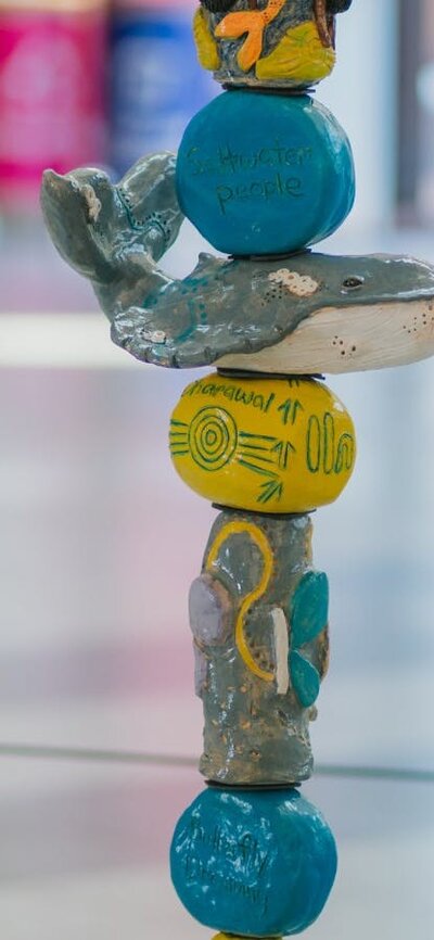 Painted stones sculpture