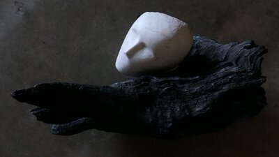 Marble, burnt wood