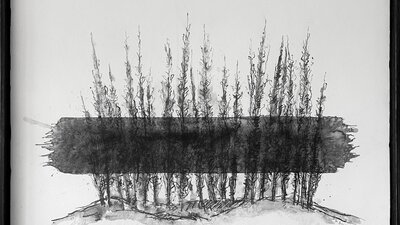 Pencil, Ink, Paint on Board, Framed 76 x 93 cm