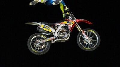 Showtime FMX bike and rider in mid air