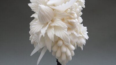 Ruth Ju-Shih Li - Florilège VIII, 2025 Wax, cotton, sandalwood oil, found object