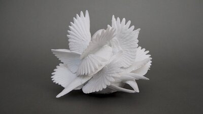 Ruth Ju-Shih Li - Seraphim I (white), 2025 Jingdezhen porcelain, ash glaze