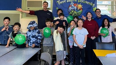 Happy children posing for the photo at the science camp