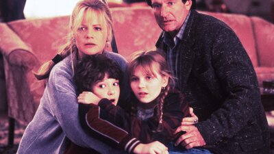 Jumanji 11:00 AM Tue, Jul 7, 2026 Rated PG A family of four looking past the camera, huddling together scared