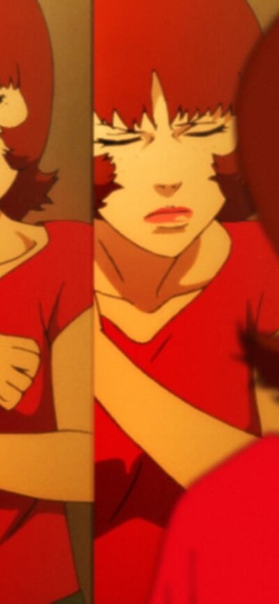 Paprika (1996) animation of mirrors and a woman with short hair