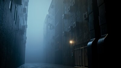 Children of Men Dark moody street scene at night